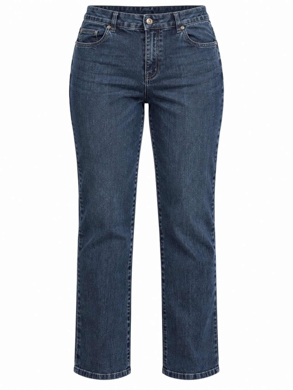 Ruby Rd. Straight Leg Mid-Rise Jeans in Dark Blue Denim